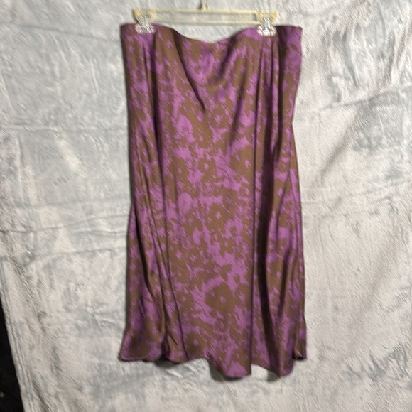 Nordstrom rack women’s maxi skirt XL brown and purple lightweight floral print - Picture 2 of 10